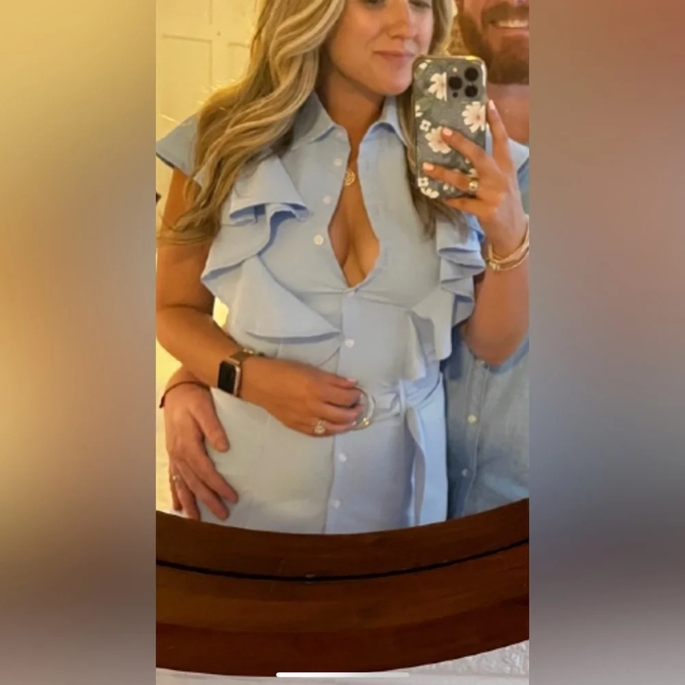 L'ABEYE POAWDER BLUE RUFFLE MIDI DRESS 💎 - Picture 2 of 3